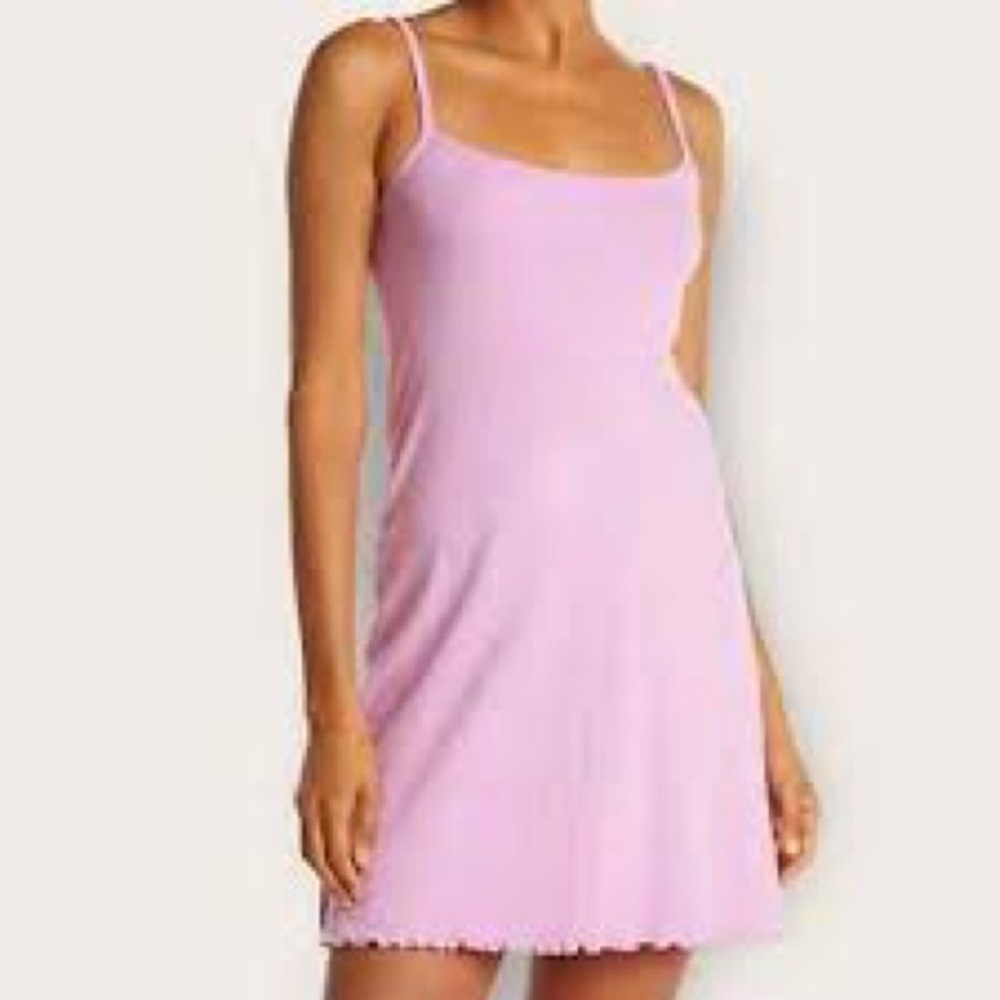 NWT Abound Ribbed Lettuce Edge Mini Dress Purple Tulip Size Small Sundress